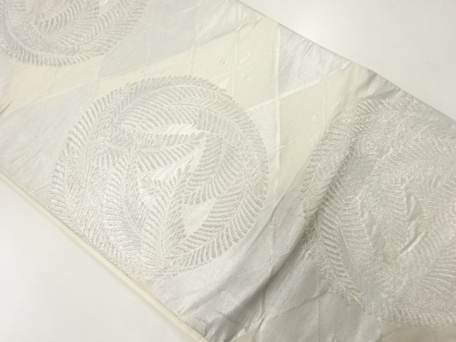 JAPANESE KIMONO / ANTIQUE FUKURO OBI / SILK / WOVEN PINE WITN ROUNDEL